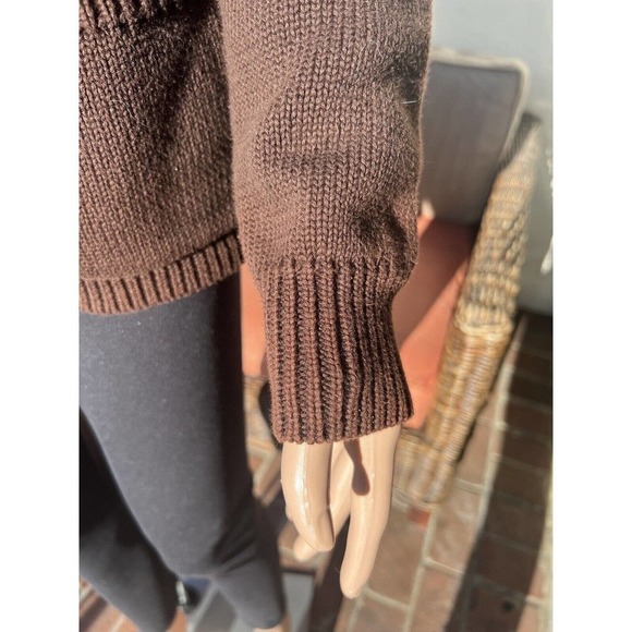 Lauren Jeans Co Ralph Lauren Sweater Shirt Top Brown Button Up Tie Waist Large - Picture 6 of 13